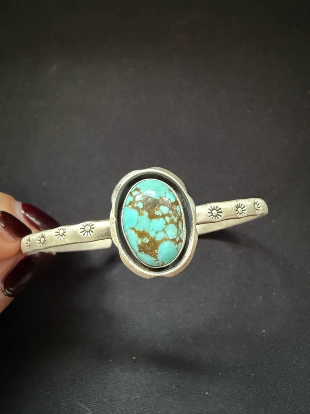 Blue moon turquoise 925 sterling adjustable cuff